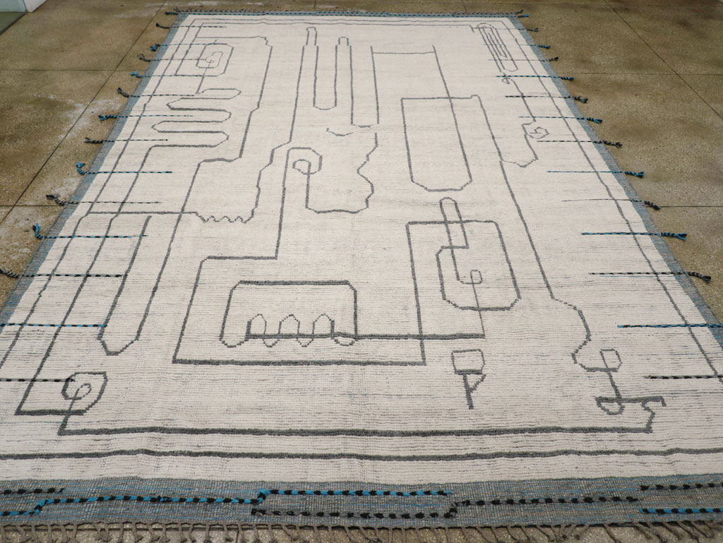 Moroccan Inspired Contemporary Turkish Room Size Carpet, No.31248 - Staging