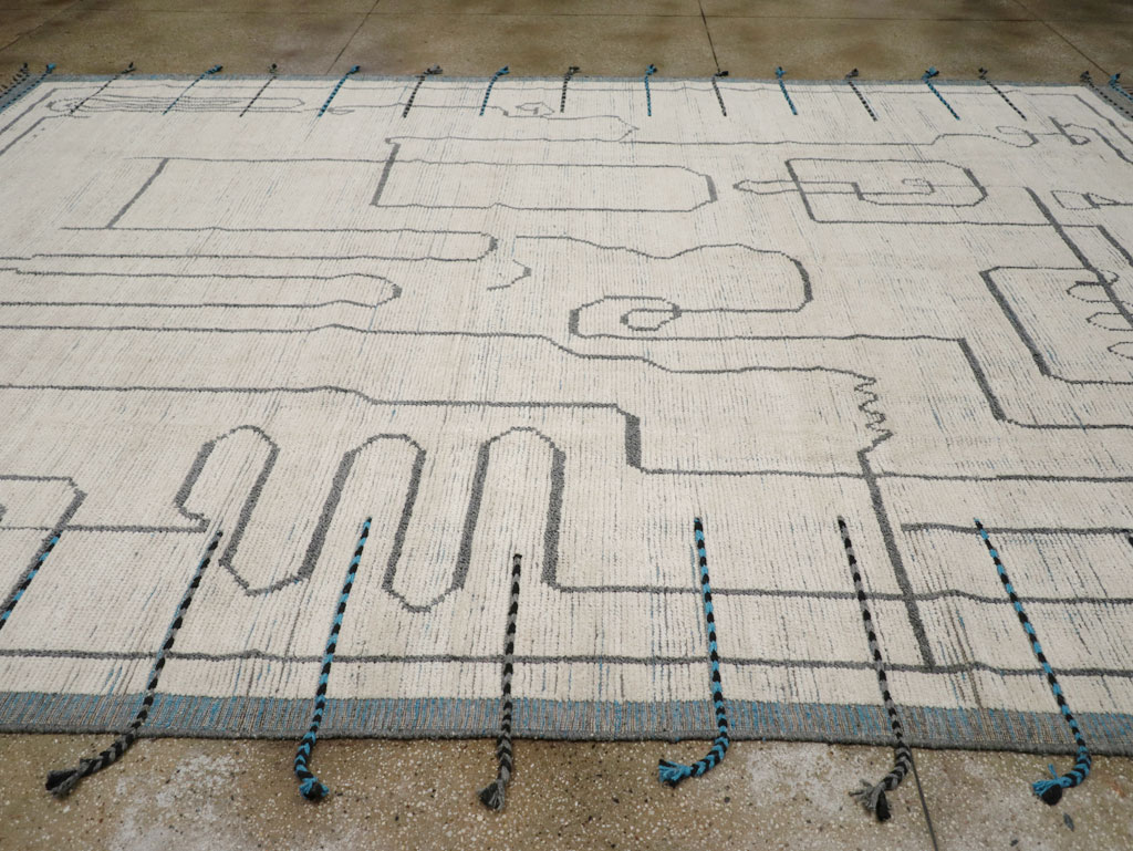 Moroccan Inspired Contemporary Turkish Room Size Carpet, No.31248 - Staging