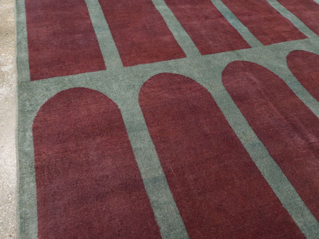 Vintage Turkish Art Deco Stye Room Size Carpet, No.31271 - Staging