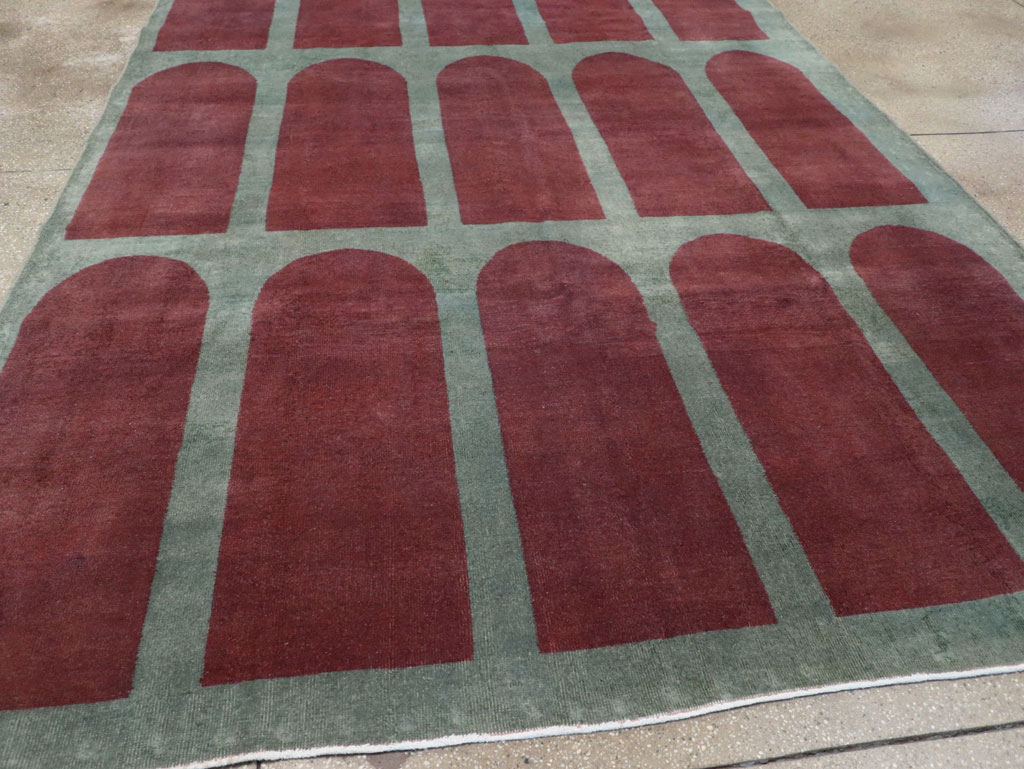 Vintage Turkish Art Deco Stye Room Size Carpet, No.31271 - Staging