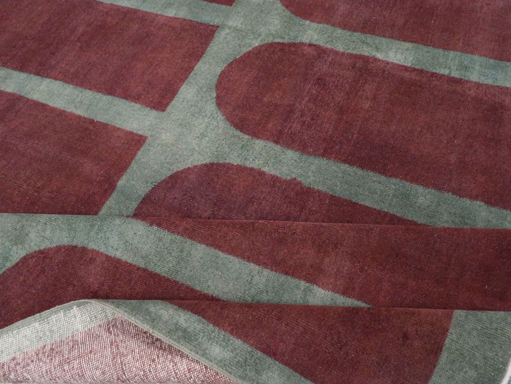 Vintage Turkish Art Deco Stye Room Size Carpet, No.31271 - Staging