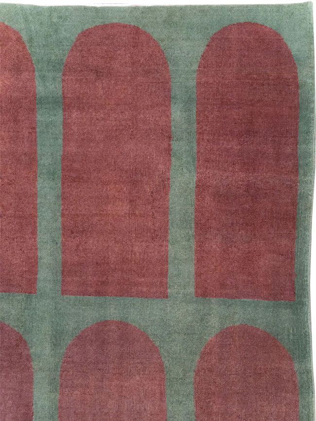 Vintage Turkish Art Deco Style Room Size Carpet, No.31272 - Staging