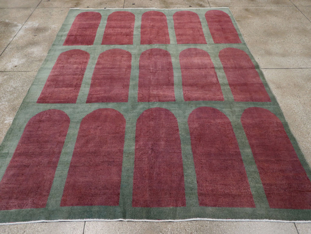 Vintage Turkish Art Deco Style Room Size Carpet, No.31272 - Staging