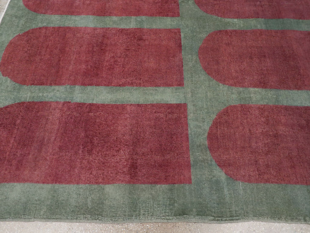 Vintage Turkish Art Deco Style Room Size Carpet, No.31272 - Staging