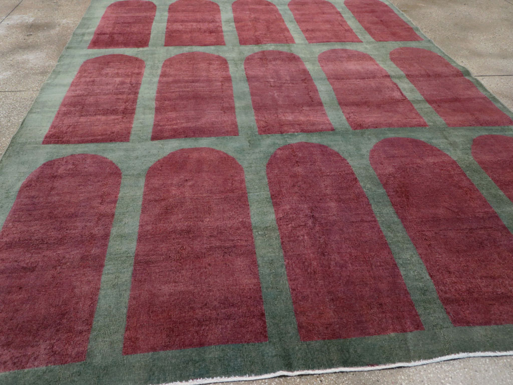 Vintage Turkish Art Deco Style Room Size Carpet, No.31272 - Staging