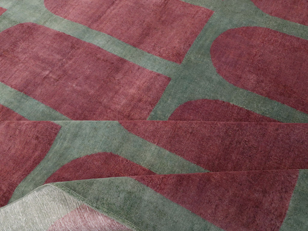 Vintage Turkish Art Deco Style Room Size Carpet, No.31272 - Staging