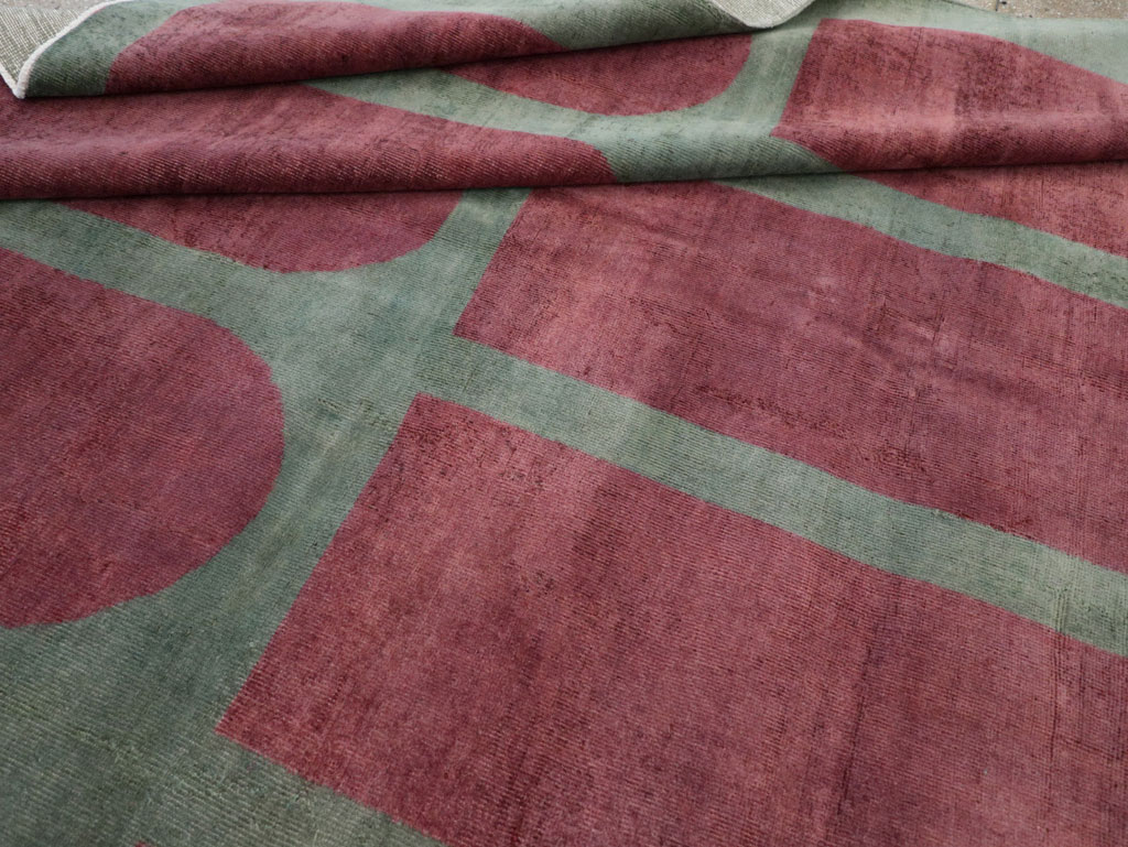 Vintage Turkish Art Deco Style Room Size Carpet, No.31272 - Staging