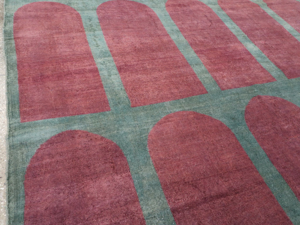 Vintage Turkish Art Deco Style Room Size Carpet, No.31273 - Staging