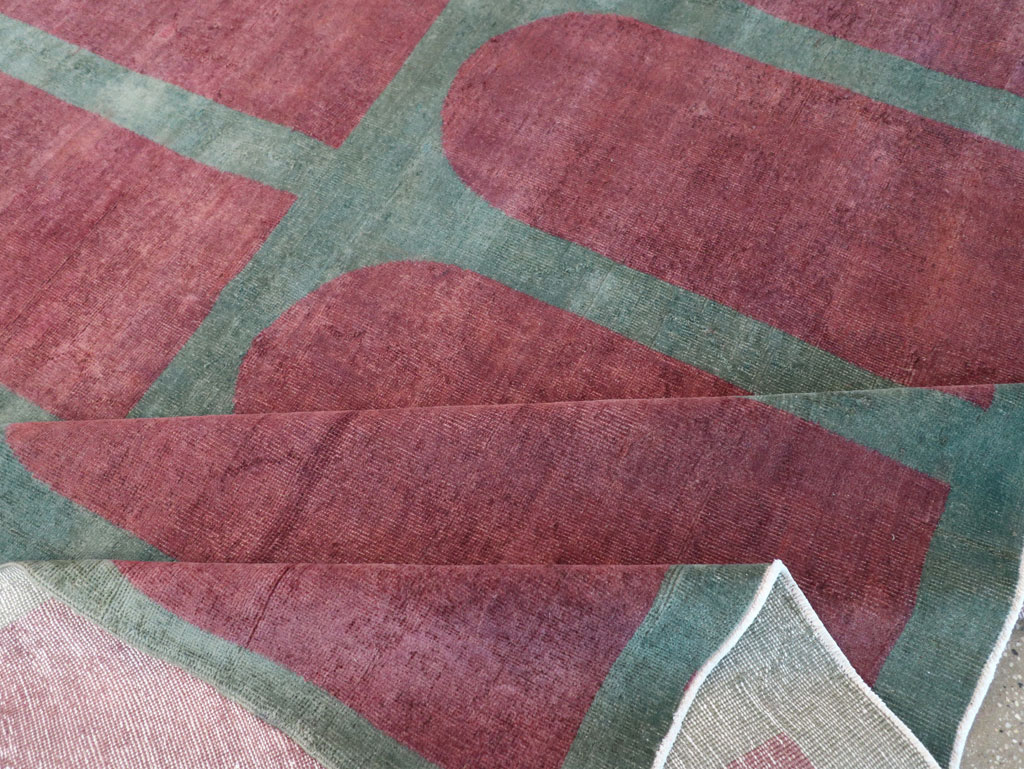 Vintage Turkish Art Deco Style Room Size Carpet, No.31273 - Staging