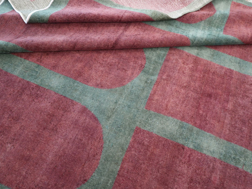 Vintage Turkish Art Deco Style Room Size Carpet, No.31273 - Staging