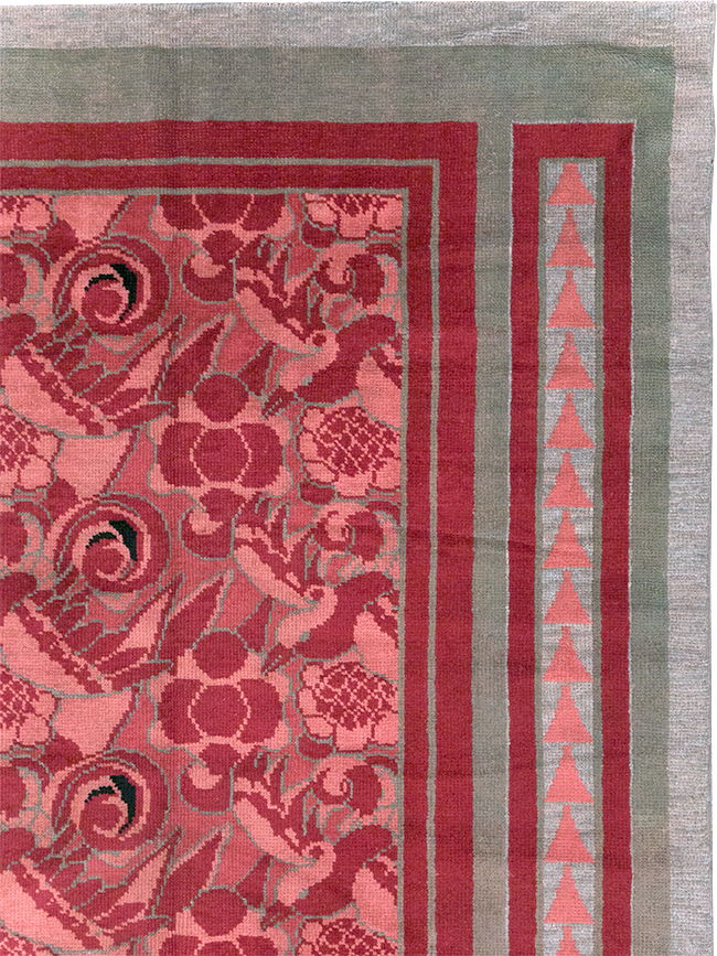 Vintage Belgian Art Deco Room Size Carpet, No.31278 - Staging