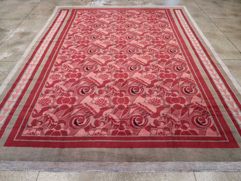 Vintage Belgian Art Deco Room Size Carpet, No.31278 - Staging