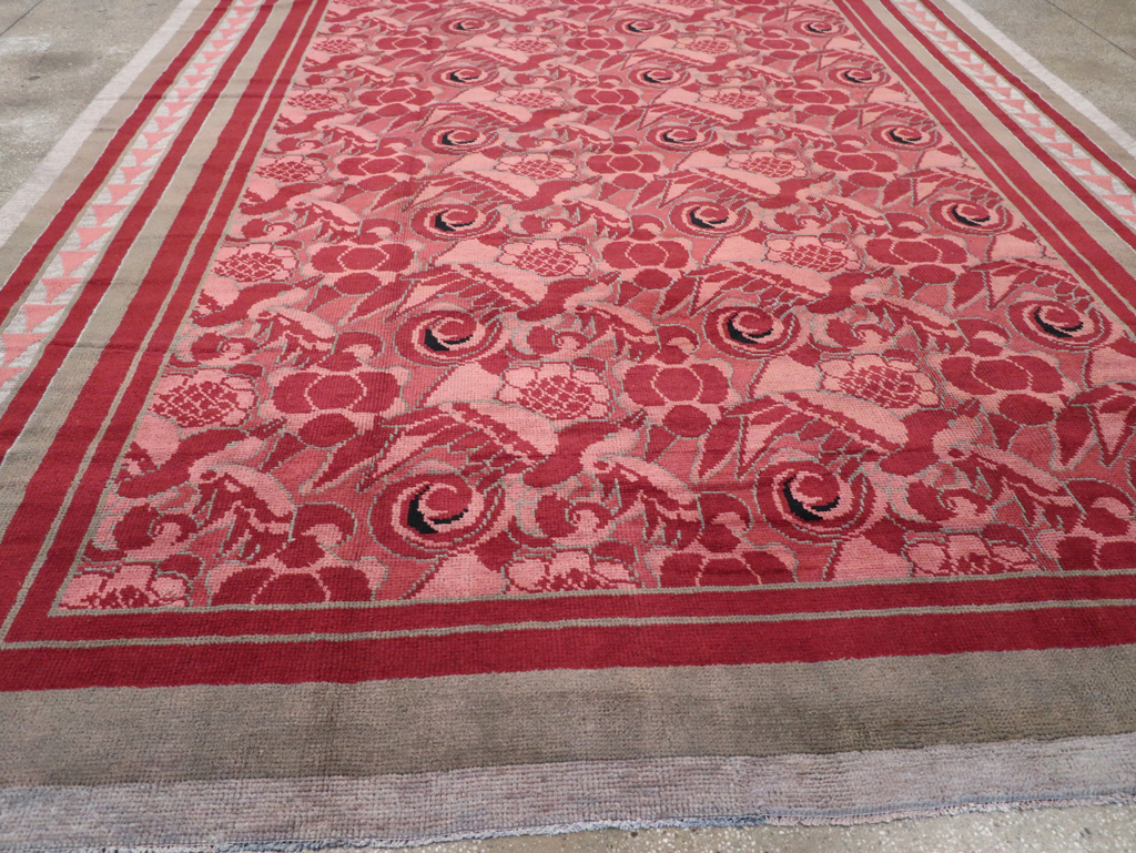Vintage Belgian Art Deco Room Size Carpet, No.31278 - Staging
