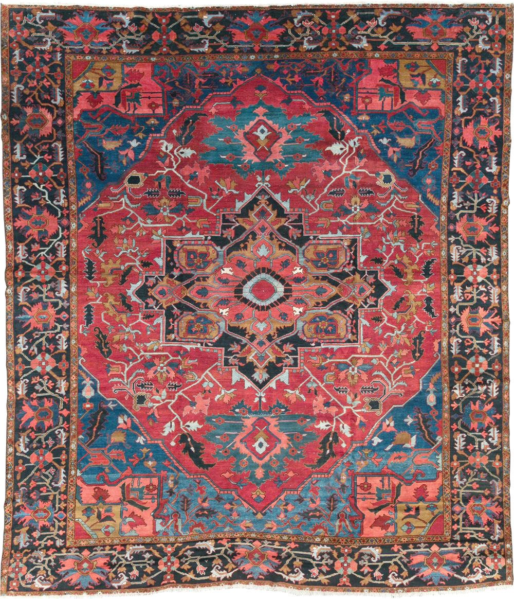 Antique Persian Heriz Room Size Carpet, No.31279 - Staging