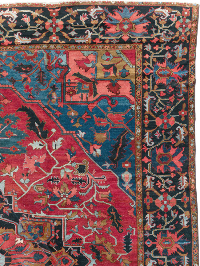 Antique Persian Heriz Room Size Carpet, No.31279 - Staging