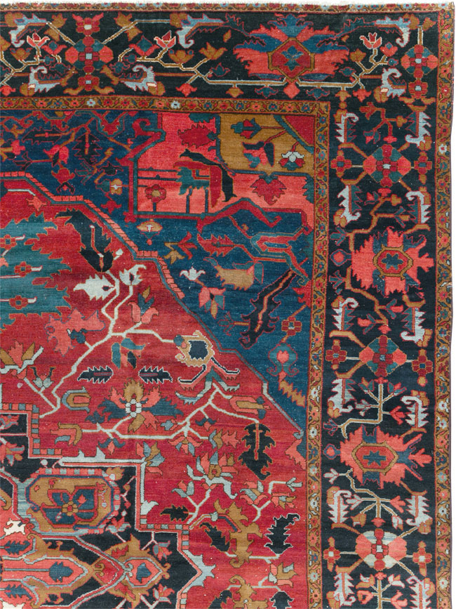 Antique Persian Heriz Room Size Carpet, No.31279 - Staging