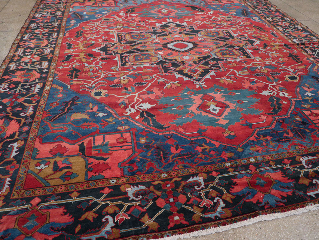 Antique Persian Heriz Room Size Carpet, No.31279 - Staging