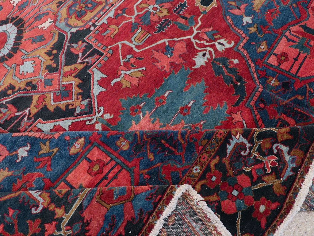 Antique Persian Heriz Room Size Carpet, No.31279 - Staging