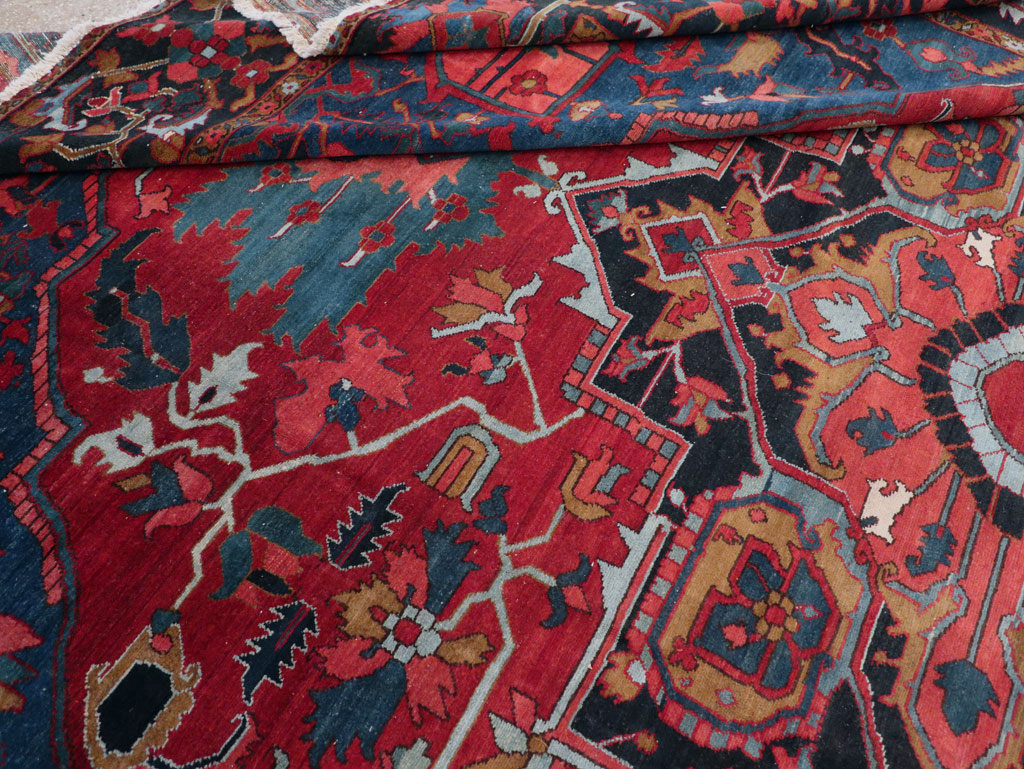 Antique Persian Heriz Room Size Carpet, No.31279 - Staging