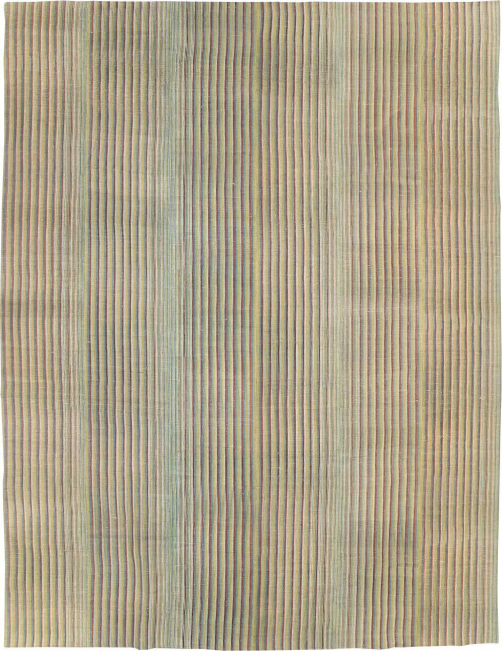 Vintage Turkish Flatweave Kilim Room Size Carpet, No.31299 - Staging