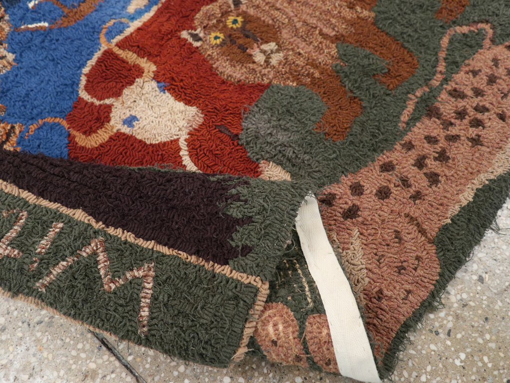 Vintage American Hooked Pictorial Throw Rug, No.31318 - Staging