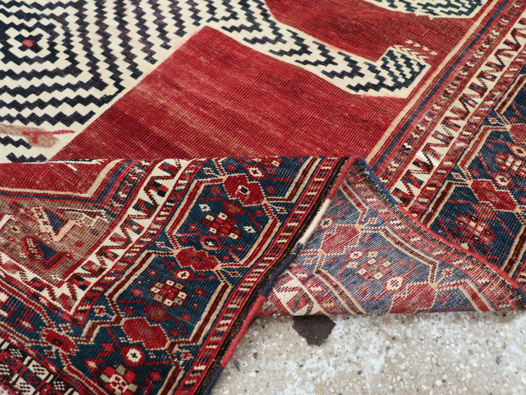 Antique Persian Qashqai Pictorial Accent Rug, No.31320 - Staging