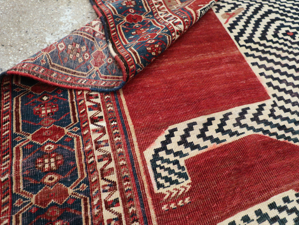 Antique Persian Qashqai Pictorial Accent Rug, No.31320 - Staging