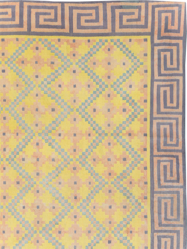 Vintage Indian Dhurrie Square Room Size Flatweave Carpet, No.31322 - Staging