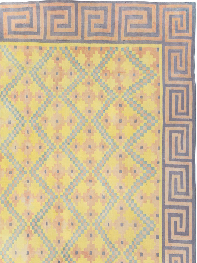 Vintage Indian Dhurrie Square Room Size Flatweave Carpet, No.31322 - Staging