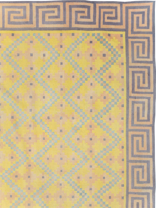 Vintage Indian Flatweave Dhurrie Large Square Carpet, No.31323 - Staging