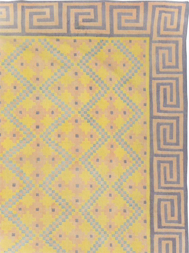 Vintage Indian Flatweave Dhurrie Square Large Carpet, No.31323 - Staging