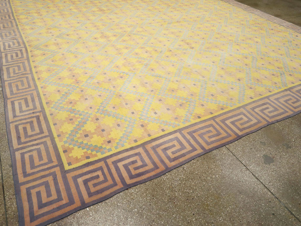 Vintage Indian Flatweave Dhurrie Large Square Carpet, No.31323 - Staging