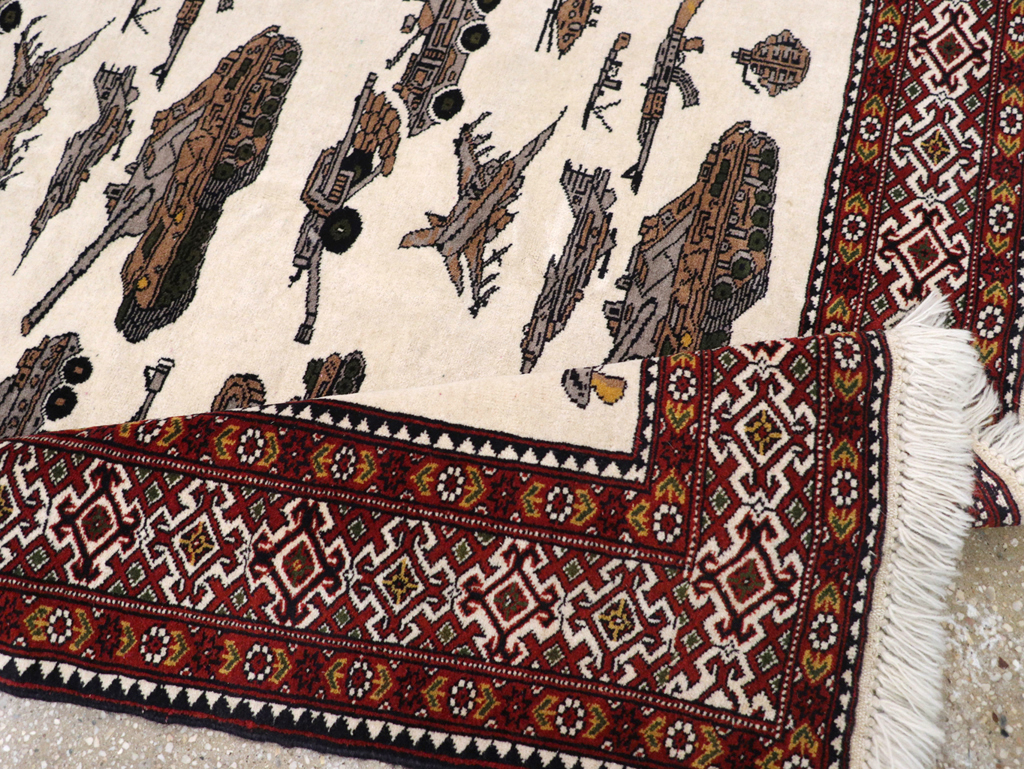 Vintage Afghan Baluch Pictorial War Rug, No.31325 - Staging