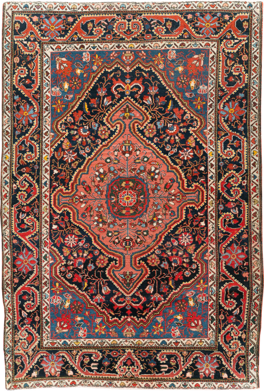 Antique Persian Sarouk Throw Rug, No.31327 - Staging
