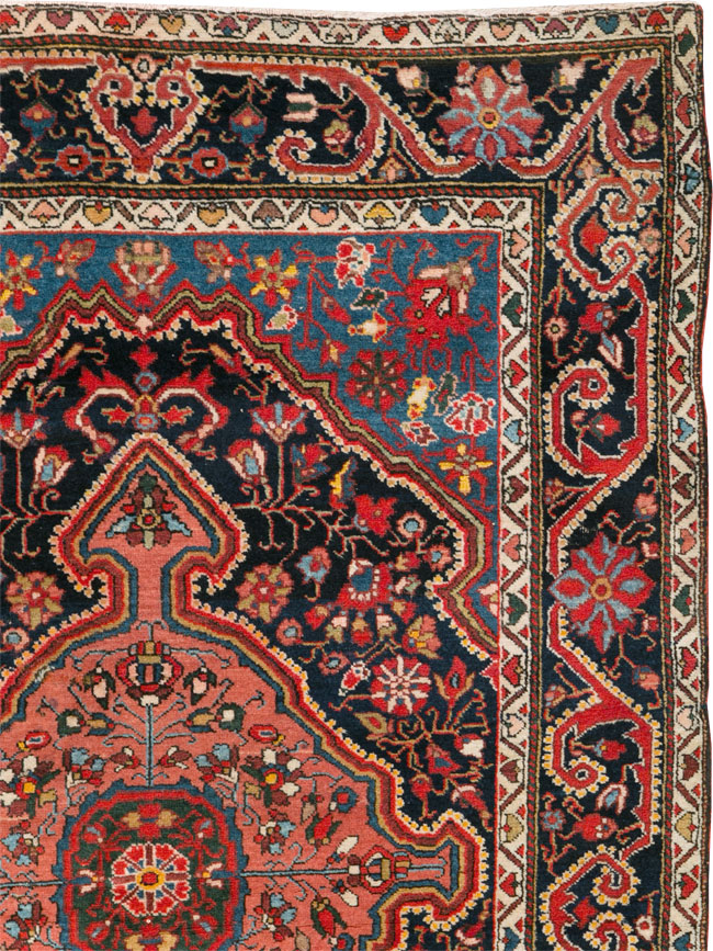 Antique Persian Sarouk Throw Rug, No.31327 - Staging