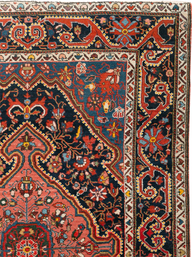 Antique Persian Sarouk Throw Rug, No.31327 - Staging