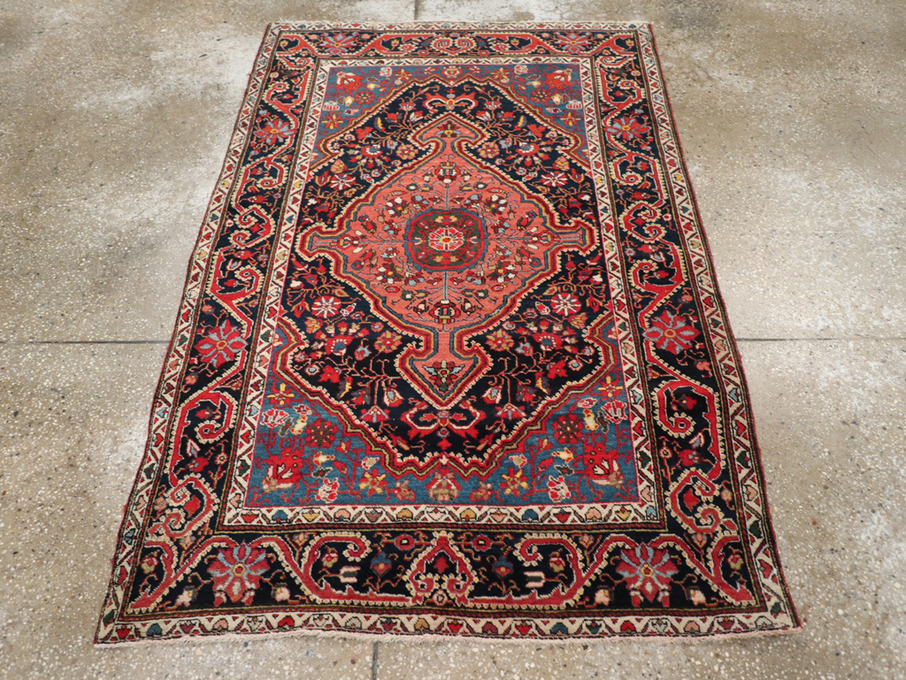 Antique Persian Sarouk Throw Rug, No.31327 - Staging