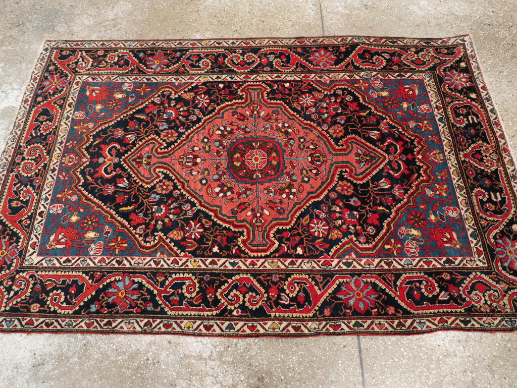Antique Persian Sarouk Throw Rug, No.31327 - Staging