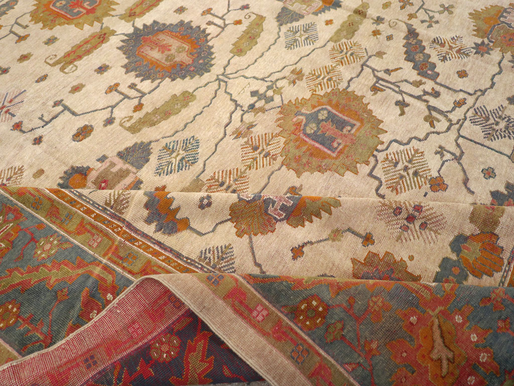 Antique Turkish Oushak Oversize Carpet, No.31328 - Staging