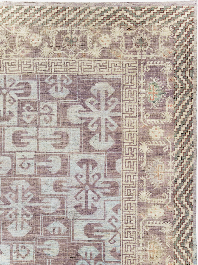 Contemporary East Turkestan Khotan Room Size Carpet, No.31329 - Staging