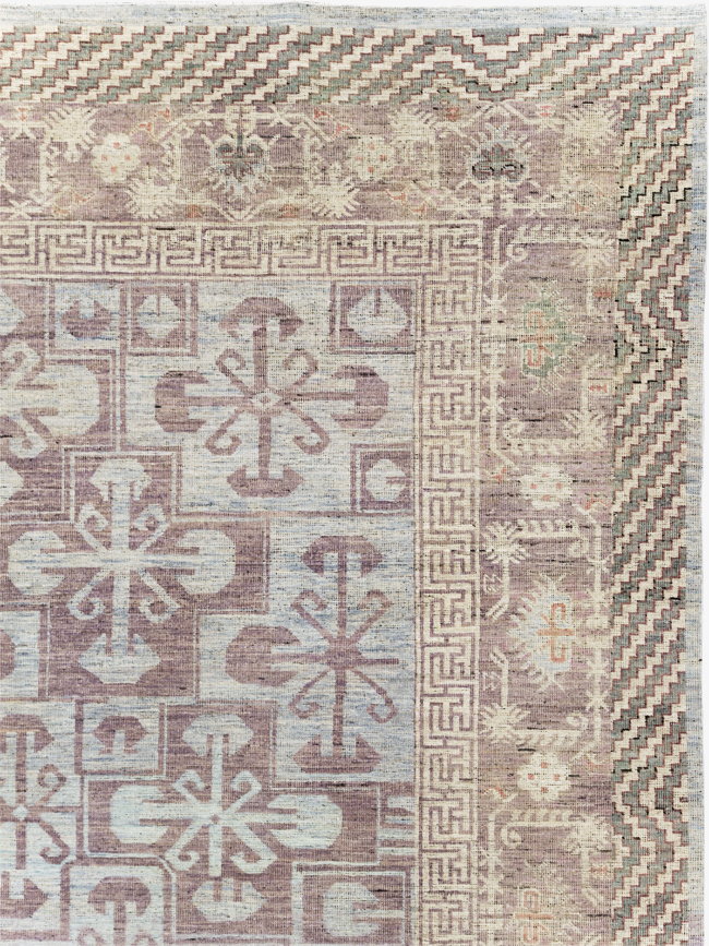 Contemporary East Turkestan Khotan Room Size Carpet, No.31329 - Staging