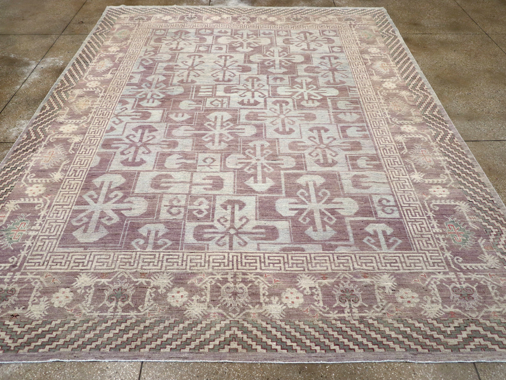 Contemporary East Turkestan Khotan Room Size Carpet, No.31329 - Staging