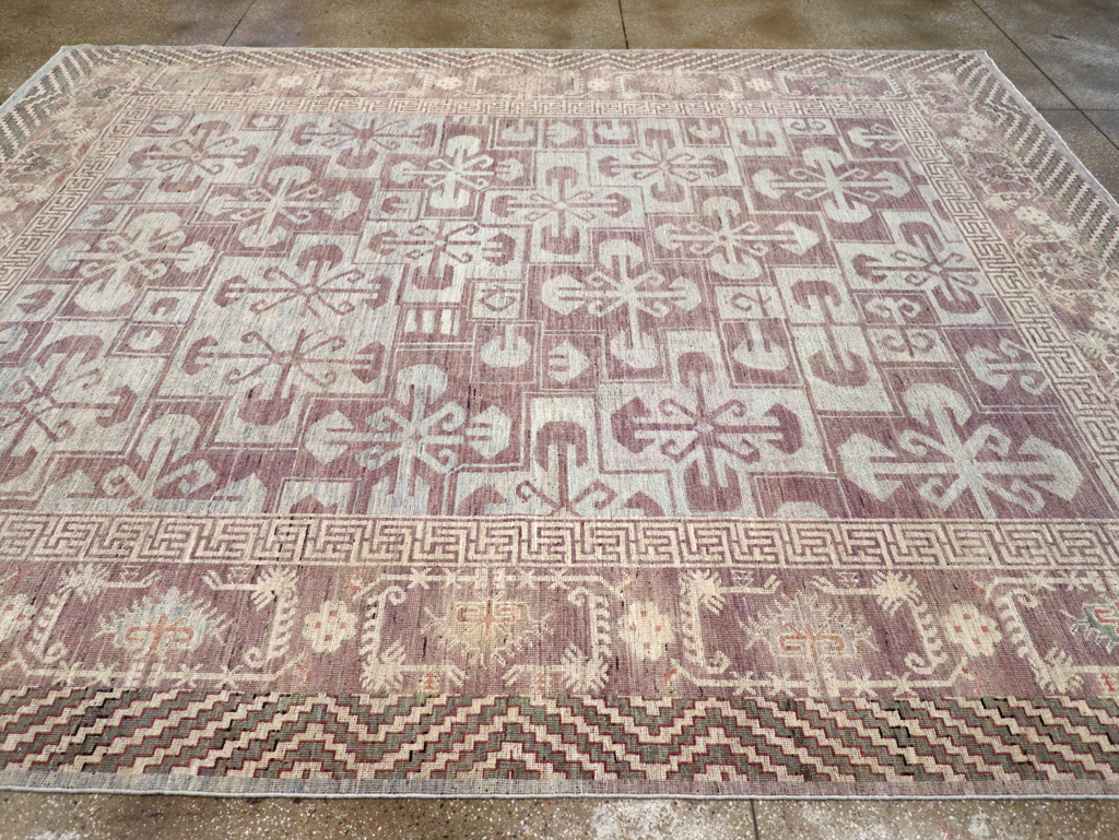 Contemporary East Turkestan Khotan Room Size Carpet, No.31329 - Staging