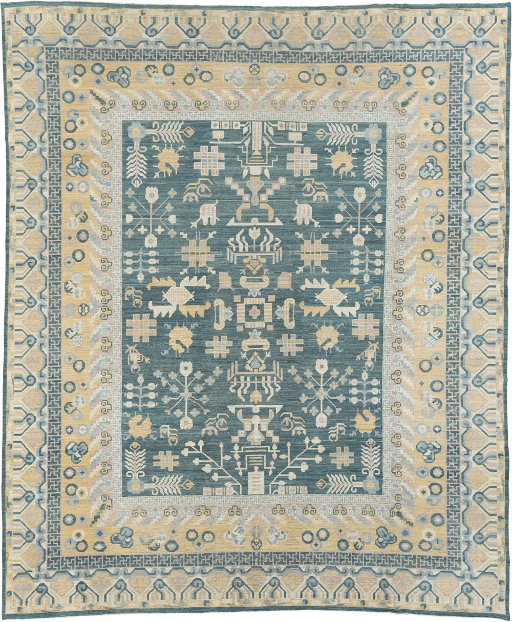 Contemporary East Turkestan Khotan Large Room Size Carpet, No.31330 - Staging