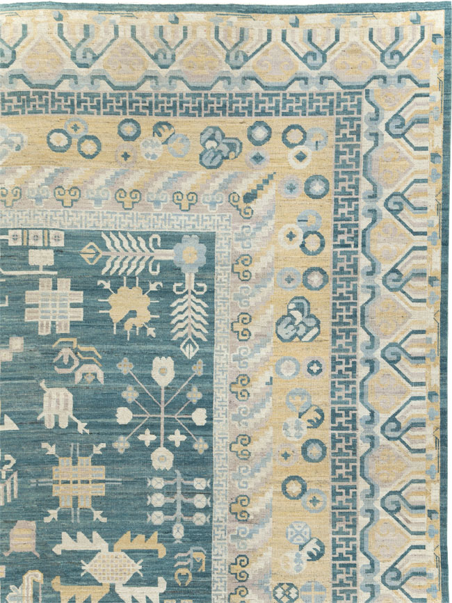Contemporary East Turkestan Khotan Large Room Size Carpet, No.31330 - Staging