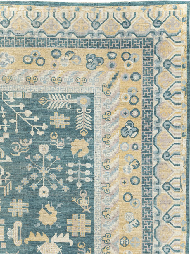 Contemporary East Turkestan Khotan Large Room Size Carpet, No.31330 - Staging