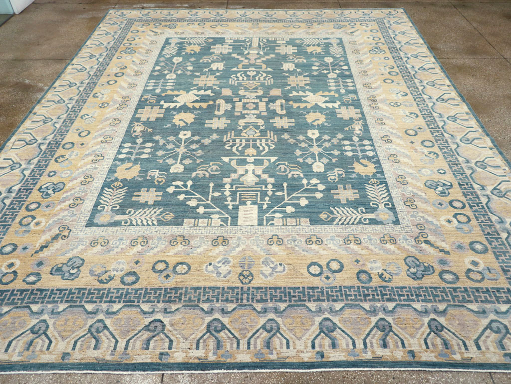 Contemporary East Turkestan Khotan Large Room Size Carpet, No.31330 - Staging