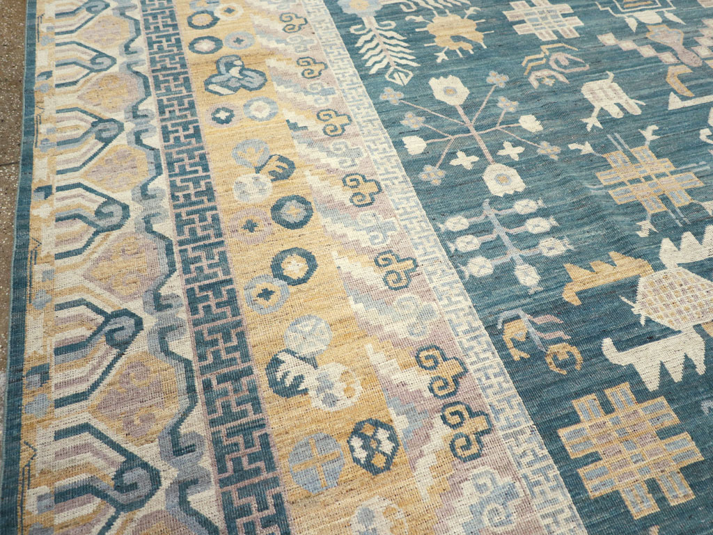 Contemporary East Turkestan Khotan Large Room Size Carpet, No.31330 - Staging