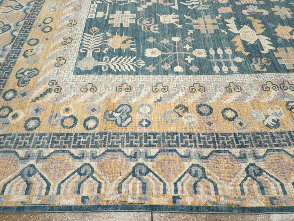 Contemporary East Turkestan Khotan Large Room Size Carpet, No.31330 - Staging