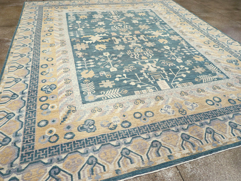 Contemporary East Turkestan Khotan Large Room Size Carpet, No.31330 - Staging